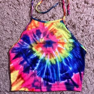 Colorful tie back crop top